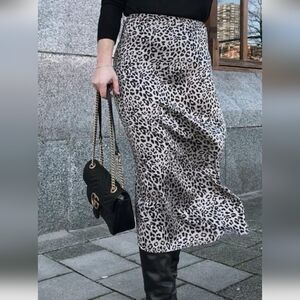 MNG Leopard Print Maxi Skirt Medium